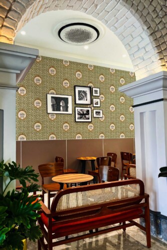 Fancy Walls removable animal print wallpaper with glasses-wearing cats