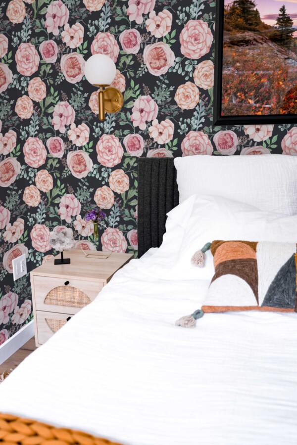 Soft watercolor floral self-adhesive wallpaper from Fancy Walls
