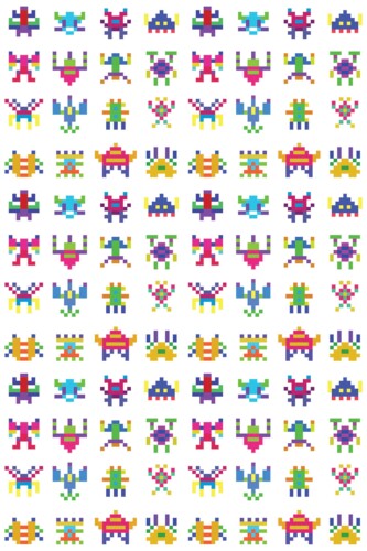 Fancy Walls removable wallpaper with playful pixel creature design