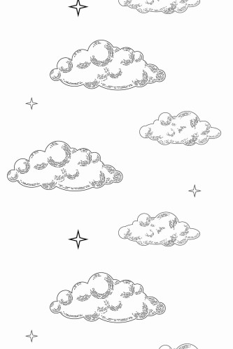 Pattern repeat of White cloud removable wallpaper design