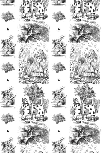 Peel and stick wallpaper with Alice in Wonderland cards by Fancy Walls