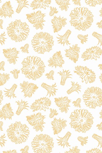 Pattern repeat of Yellow dandelion floral removable wallpaper design
