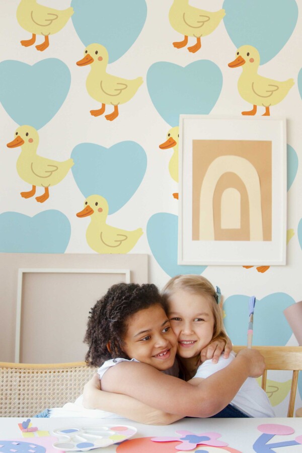 Traditional wallpaper design with ducklings by Fancy Walls
