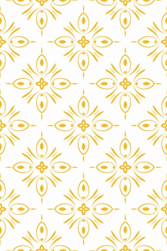 Pattern repeat of Yellow geometric floral removable wallpaper design