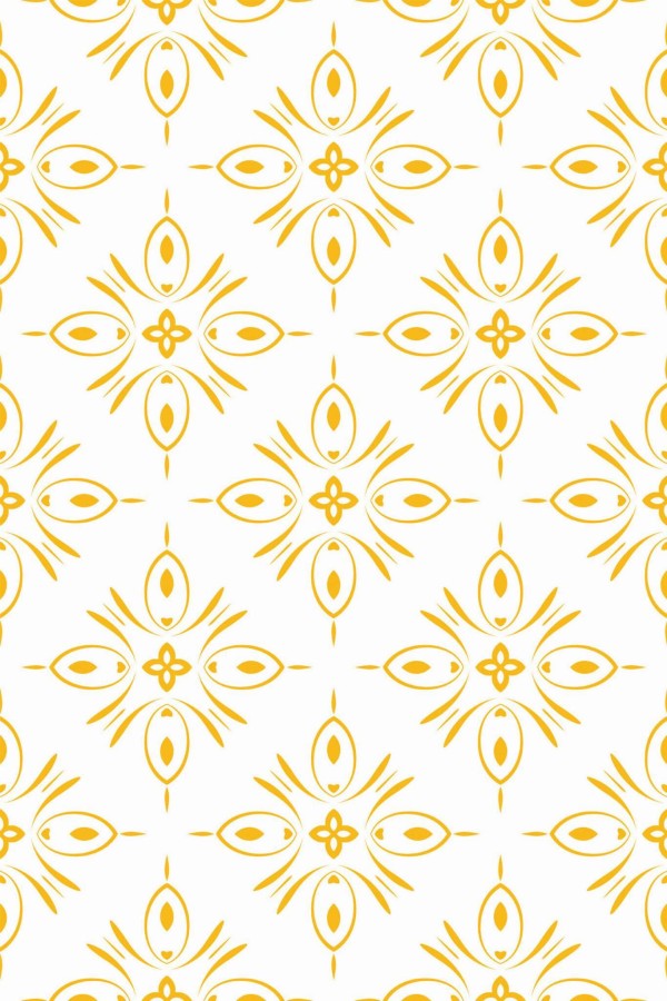 Pattern repeat of Yellow geometric floral removable wallpaper design