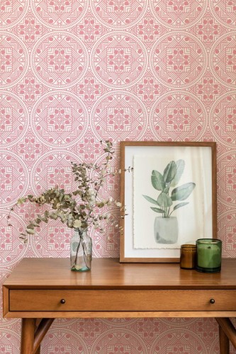 Mid-century modern style living room decorated with Zengastyle peel and stick wallpaper