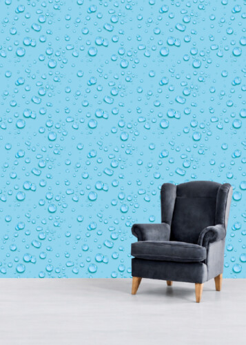 Blue water droplet pattern peel and stick wallpaper by Fancy walls
