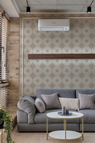 Traditional wallpaper with greige stars by Fancy Walls