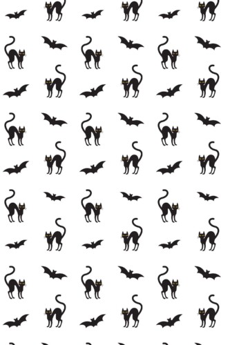 Fancy Walls self-adhesive wallpaper featuring minimalist cats and bats pattern.