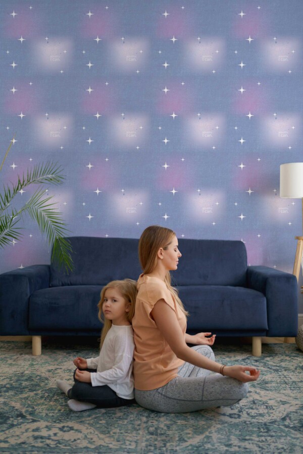 Traditional wallpaper with stars and quote by Fancy Walls