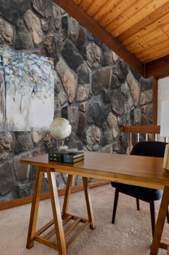 Stones Wall Mural with realistic gray and brown stone patterns, perfect for accent walls in rustic or industrial interiors.