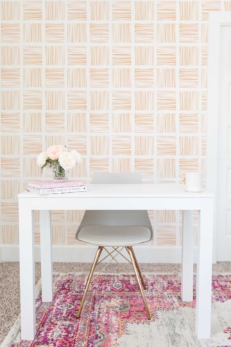 Fancy Walls self-adhesive wallpaper with peach and white rose lines
