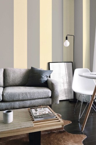 Greige striped self-adhesive wallpaper by Fancy Walls. Sand Stripes peel and stick or non pasted bold vertical wallpaper for walls