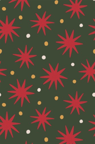 Fancy Walls traditional wallpaper featuring warm vintage Christmas stars in red and green.
