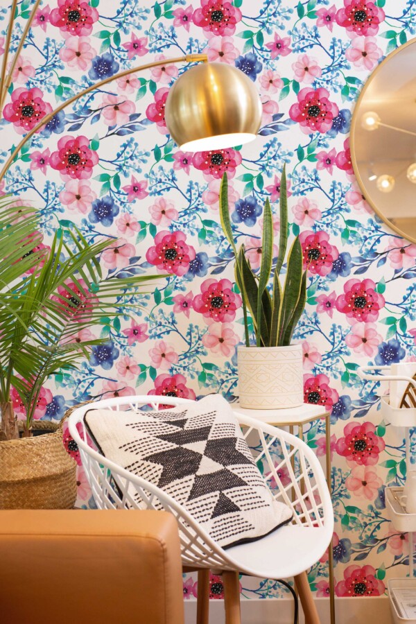 Fancy Walls traditional wallpaper with colorful watercolor flower details