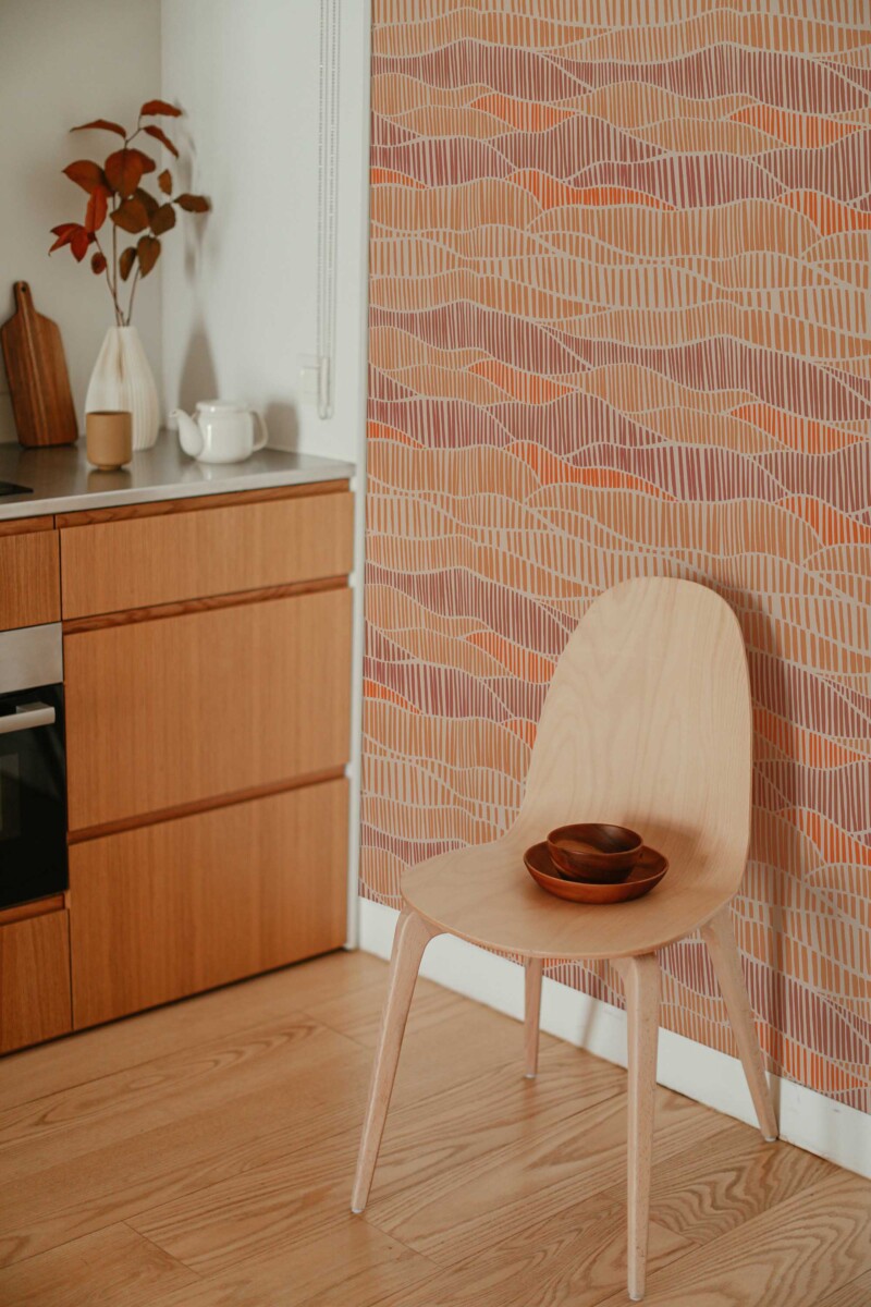 Traditional copper color line drawing wallpaper by Fancy Walls