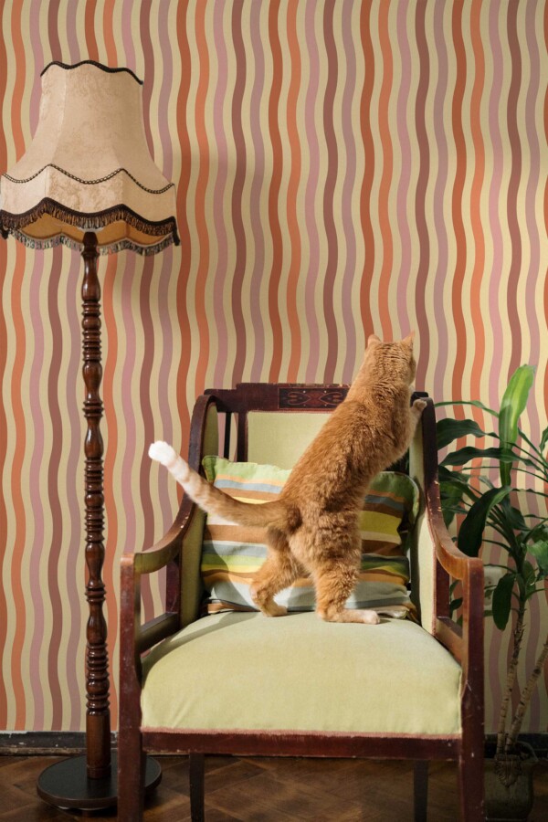 Traditional wallpaper featuring copper retro lines by Fancy Walls