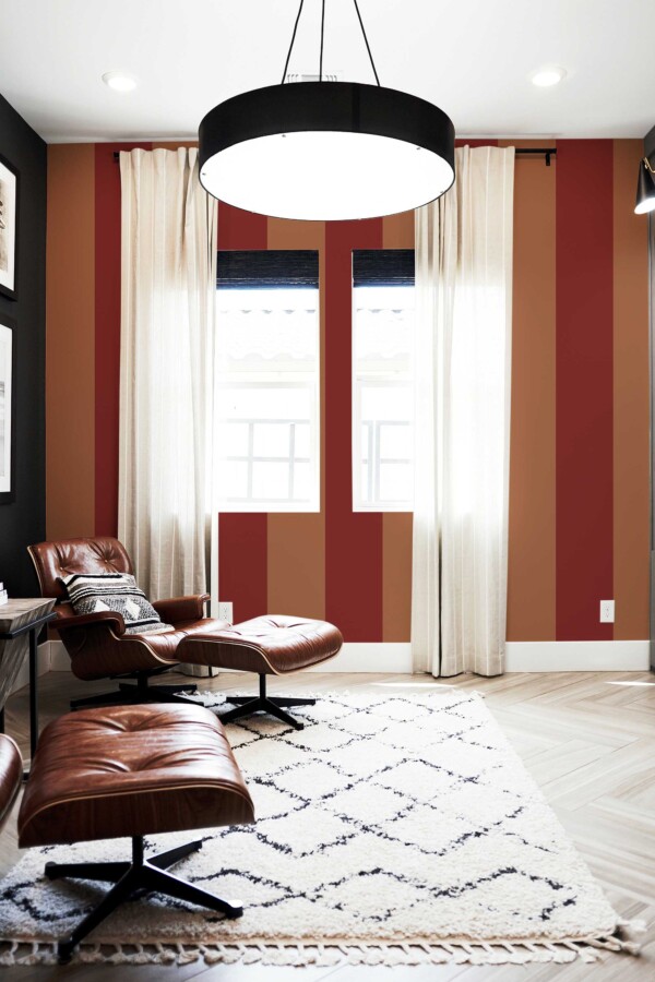 Traditional striped wallpaper in copper tones by Fancy Walls