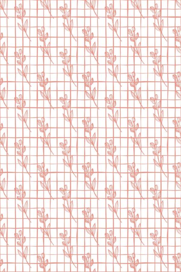 Fancy Walls traditional wallpaper in modern coral botanical layout