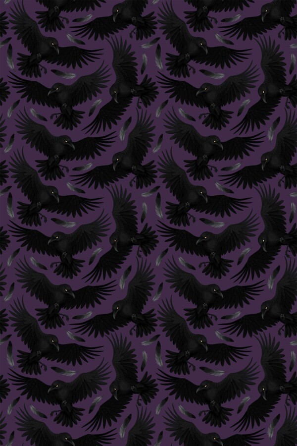 Fancy Walls removable wallpaper with victorian black bird silhouette design