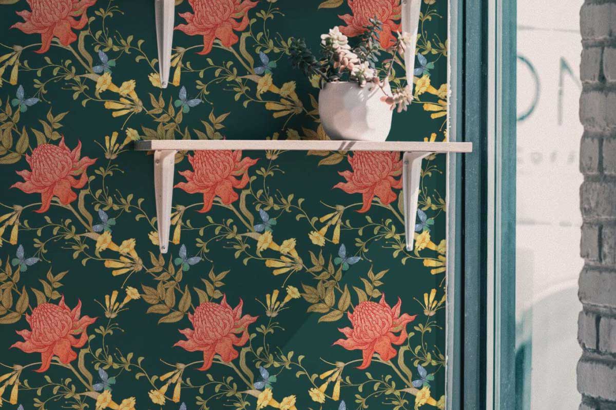 Dark Floral Impact wallpaper collection. Fancy Walls self-adhesive removable or non-pasted traditional PVC-free and eco-friendly floral wallpapers for walls