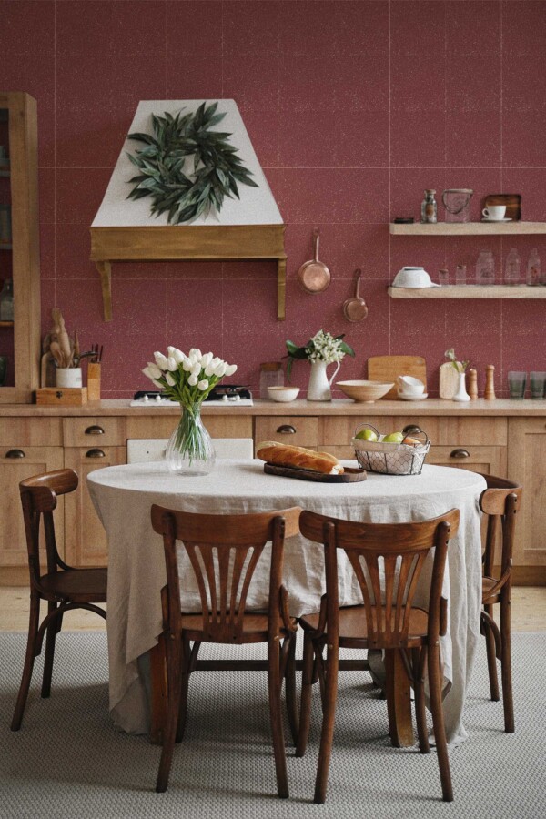 Traditional brown tile wallpaper with terracotta feel by Fancy Walls