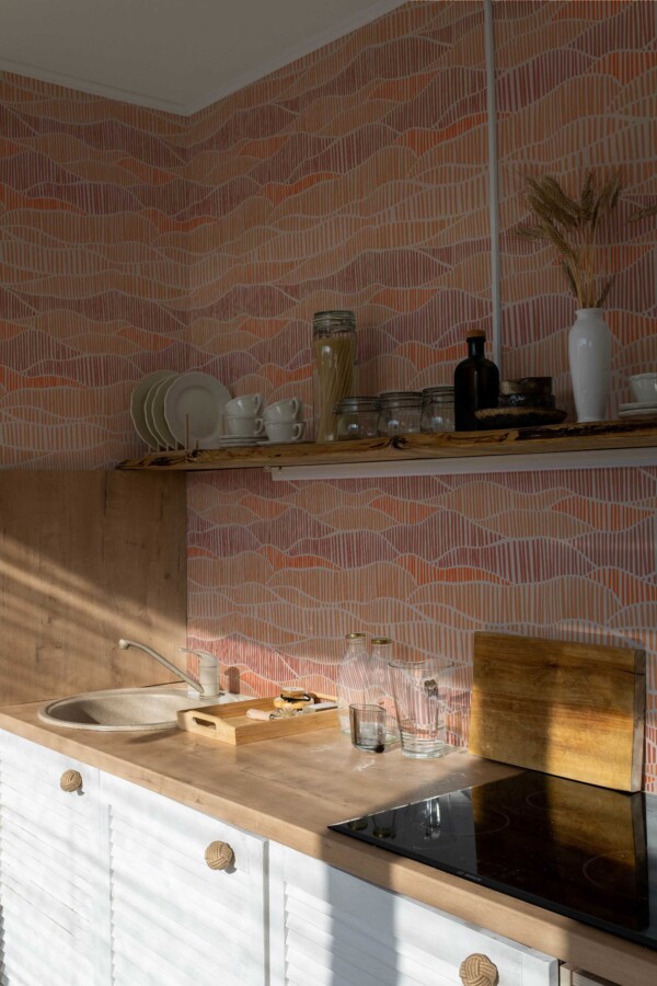Fancy Walls removable wallpaper in warm copper line art