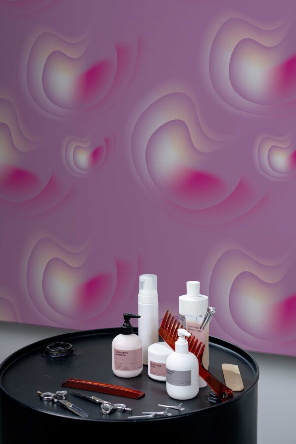 Fancy Walls self-adhesive wallpaper featuring dreamy purple abstract pattern