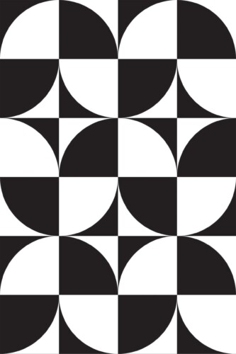 Fancy Walls removable wallpaper with modern black and white geometric pattern.