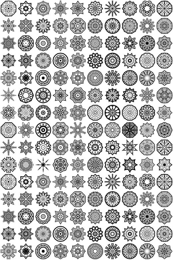 Fancy Walls removable wallpaper with ornamental black and white mandala motifs