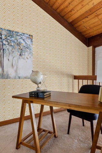 Traditional wallpaper in modern gold and beige geometric grid by Fancy Walls