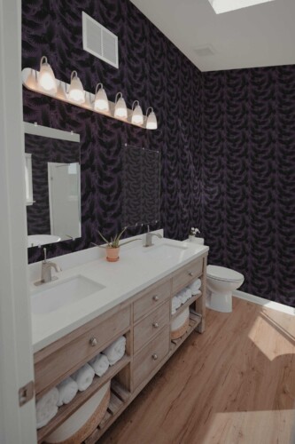 Fancy Walls peel and stick wallpaper with gothic black crows on dark background