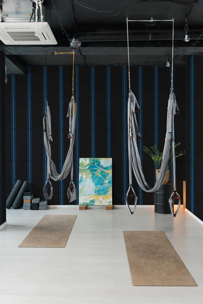 Fancy Walls removable wallpaper with inspirational workout message. Power Mode peel and stick or non-pasted motivation gym wallpaper for walls