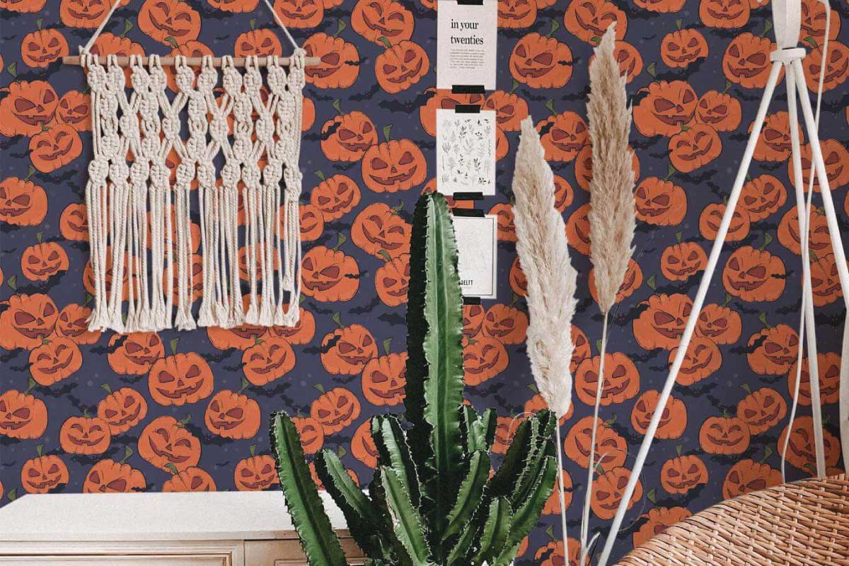 5 Halloween Home Decor Ideas with Peel and Stick Wallpaper. Fancy Walls peel and stick removable wallpapers for spooky season