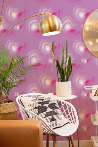 Fancy Walls removable wallpaper in gentle flowing purple tones. Soft Shapes peel and stick or non-pasted vibrant abstract wallpaper for walls