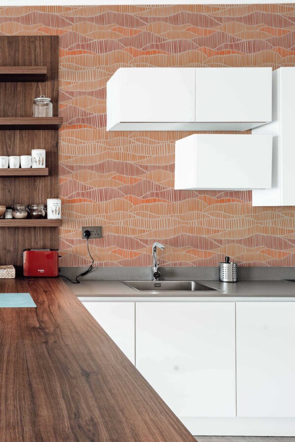 Fancy Walls peel and stick wallpaper with copper line art pattern