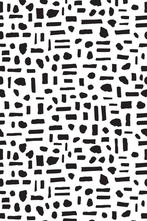 Fancy Walls peel and stick wallpaper with black and white dots and lines pattern