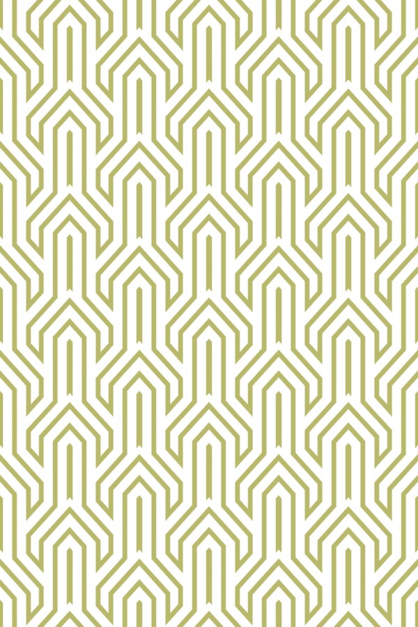 Olive green self-adhesive wallpaper in art deco arch design by Fancy Walls