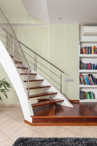 Fancy Walls peel and stick wallpaper with olive green geometric pattern