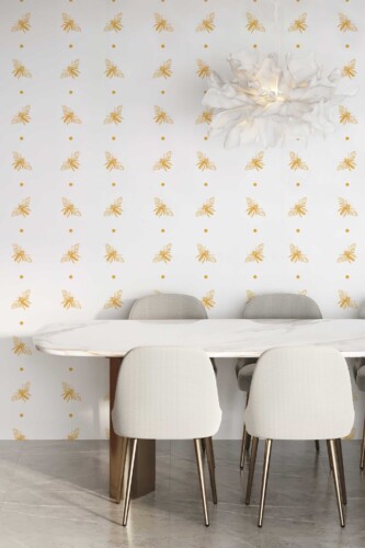 Orange fly motif self-adhesive wallpaper from Fancy Walls