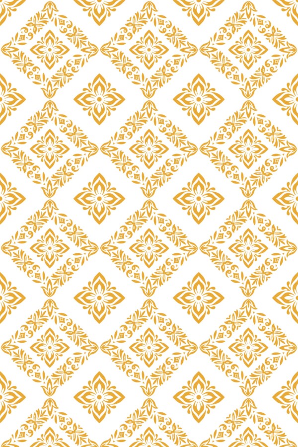 Fancy Walls peel and stick wallpaper with orange Moroccan print and white damask pattern