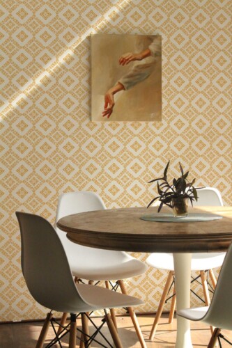 Intricate Moroccan unpasted wallpaper in orange by Fancy Walls