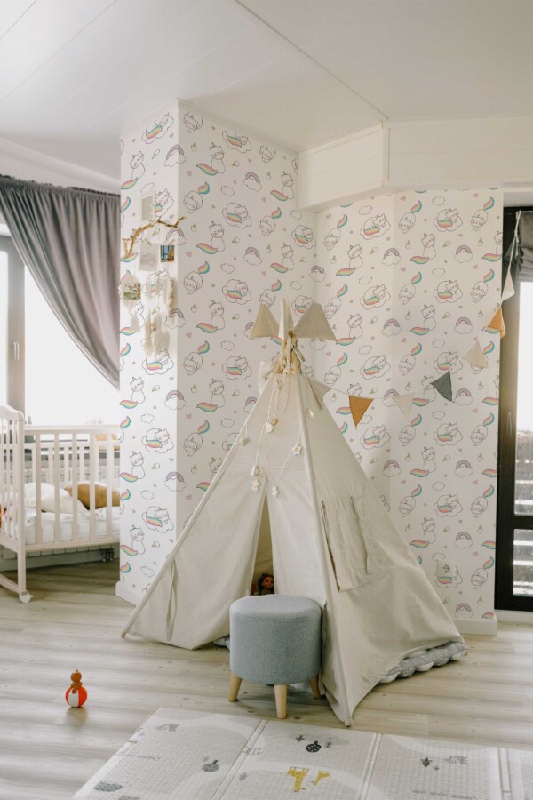 Fancy Walls self-adhesive wallpaper with dreamy pastel unicorn cats