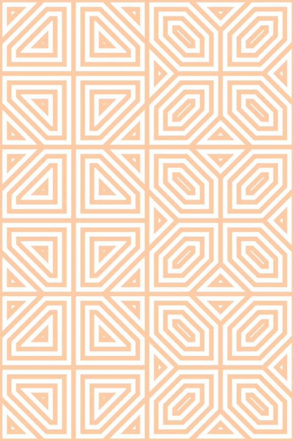 Traditional wallpaper with peach and white geometric pattern from Fancy Walls