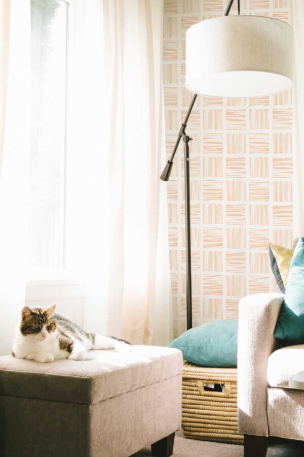 Fancy Walls traditional wallpaper featuring rose lines in peach