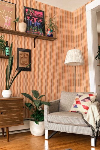 Removable wallpaper with copper striped vintage pattern by Fancy Walls