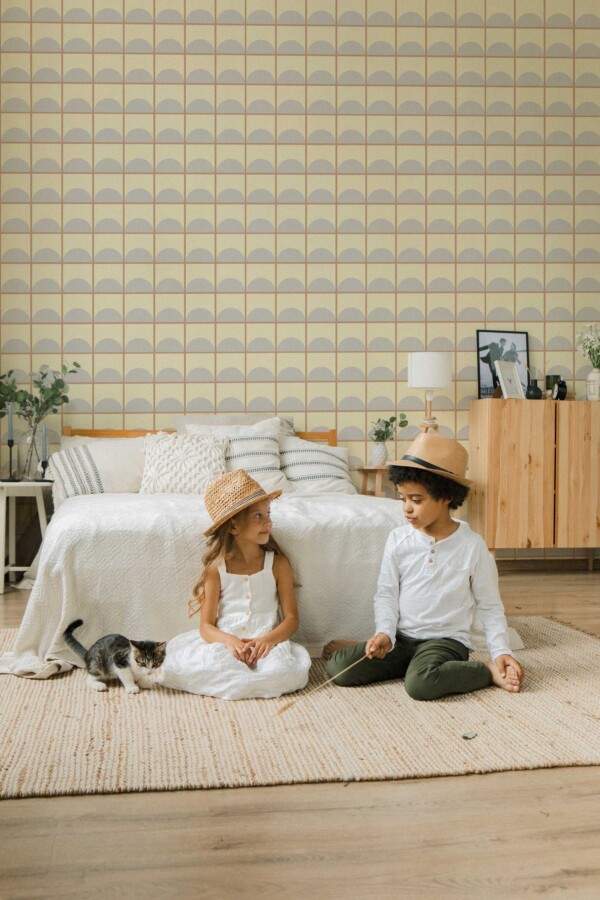 Sunny aesthetic tile pattern self-adhesive wallpaper by Fancy Walls