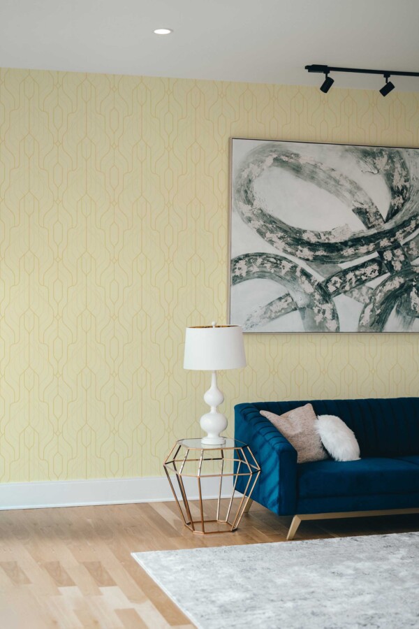 Sunny Art Deco peel and stick wallpaper in sandy tones by Fancy Walls