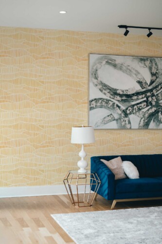 Removable line art wallpaper with sand tones by Fancy Walls