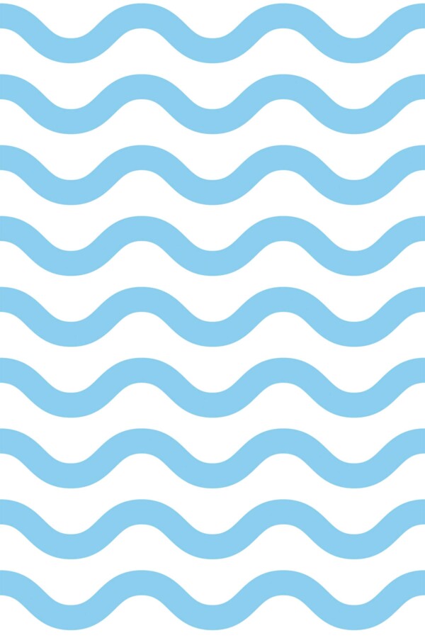 Fancy Walls self-adhesive wallpaper with wavy blue stripes on white